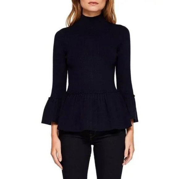 Ted Baker Lislie Pleated Peplum Sweater Navy Size TED 0/ US 2 - Picture 1 of 7